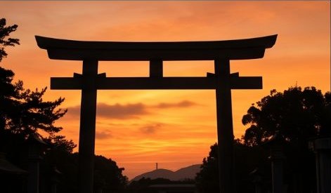 V10参照: 夕焼けの鳥居
